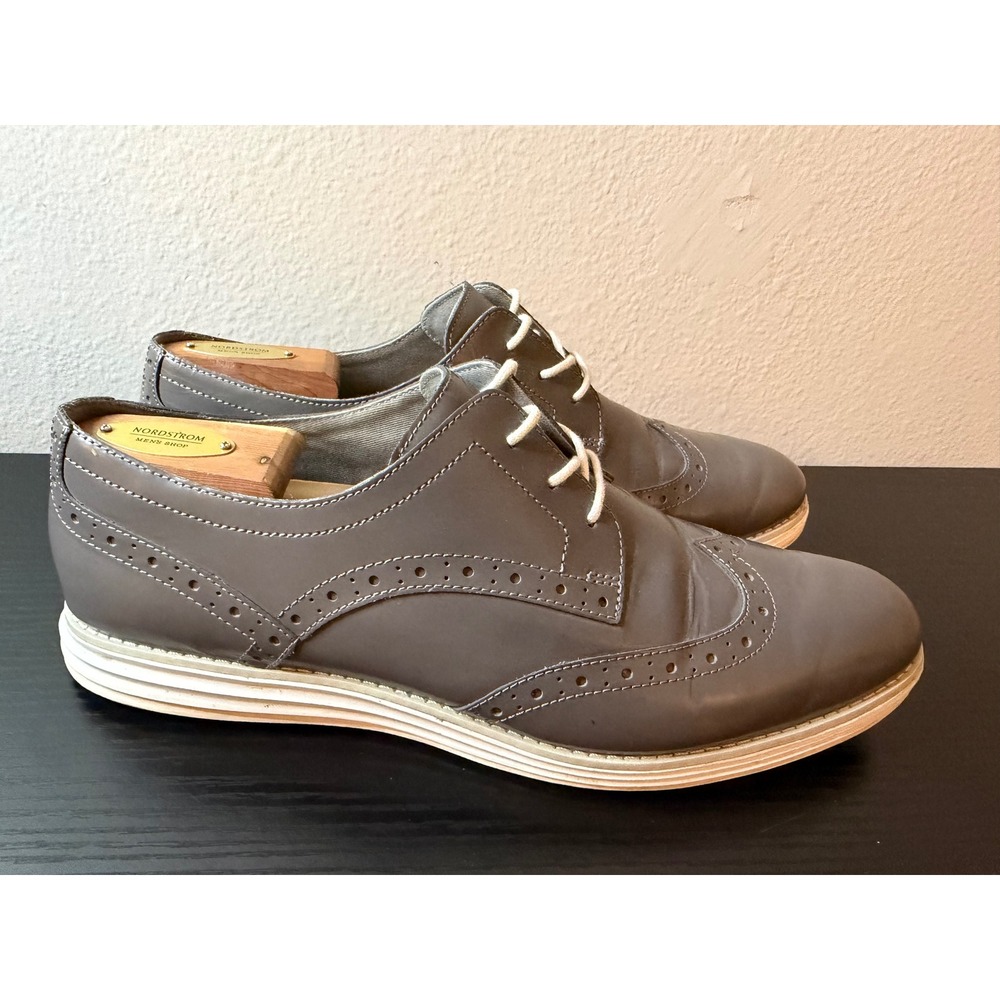 Cole Haan Grand.OS Womens Grey Leather Wingtip Oxford Shoes W05434 Size 11B